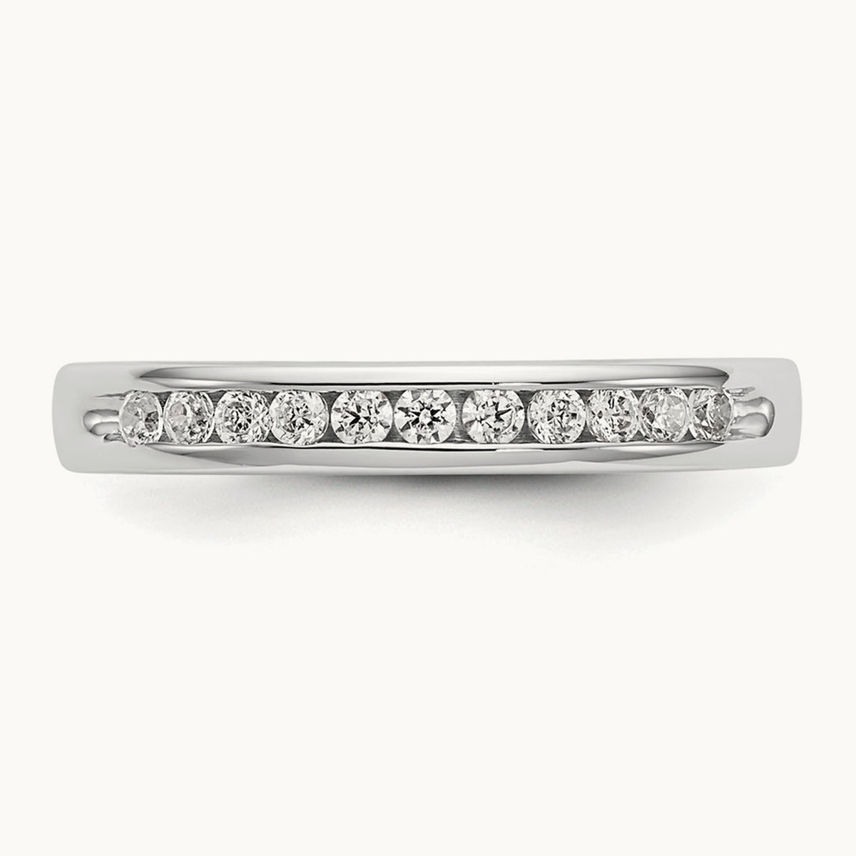 11-Stone Diamond Channel Band, 14K White Gold