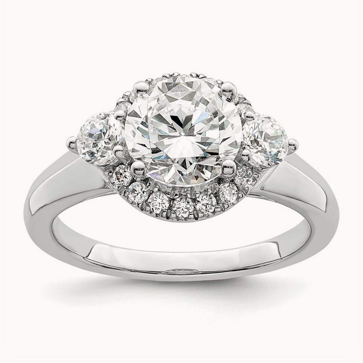 Semi-Mount 3 Stone Engagement Ring, 0.50 ct tw Lab-Grown Diamond