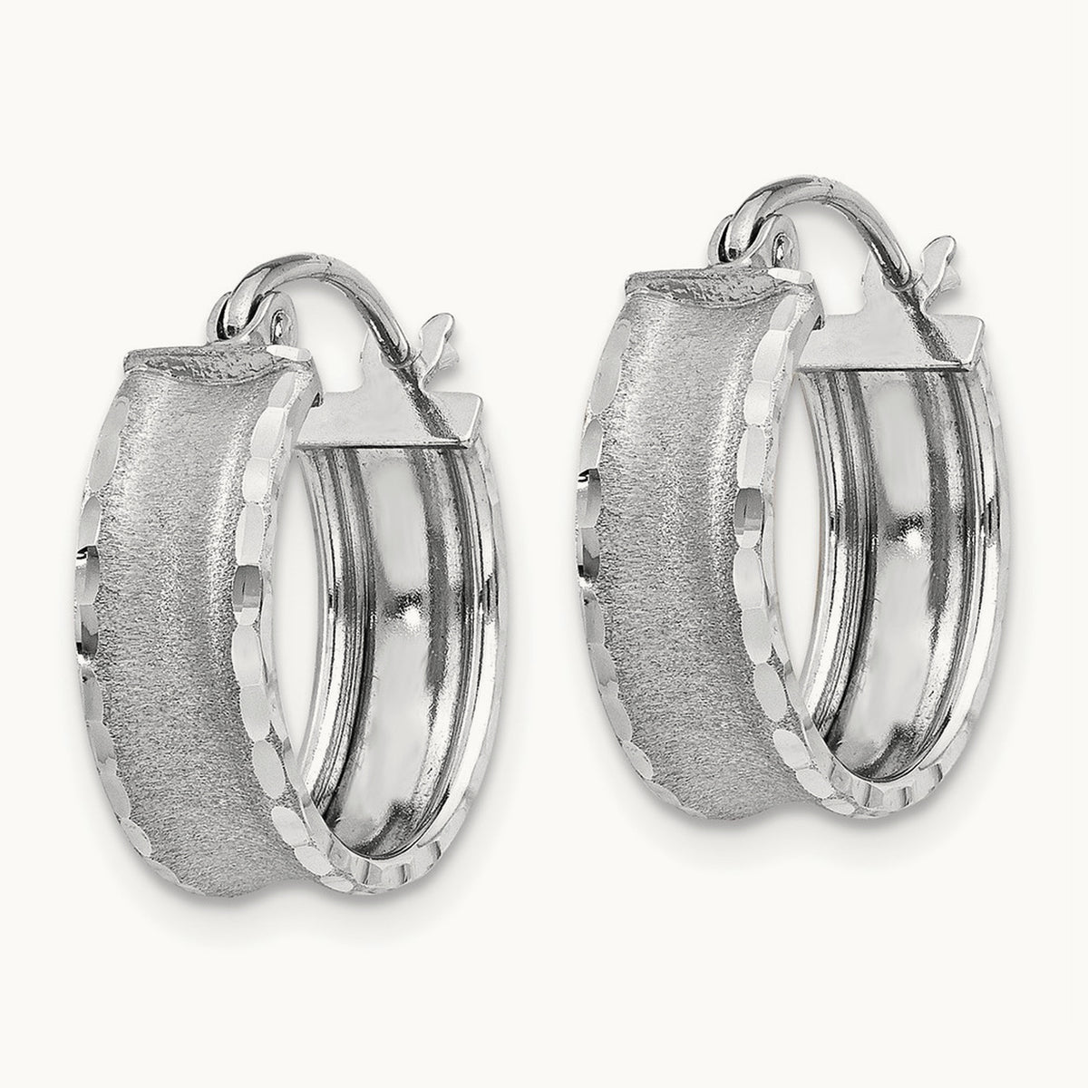 Diamond Cut Satin Hoop Earrings — photo set