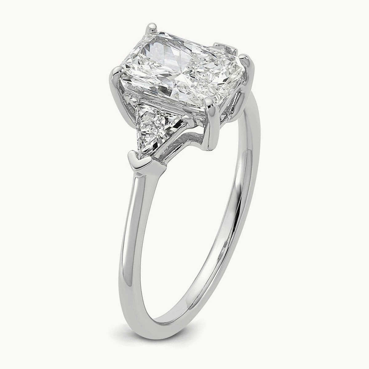 Radiant & Triangle Engagement Ring, 1.25-3.50 ct tw Lab-Grown Diamond — 2 ct, 14K White Gold
