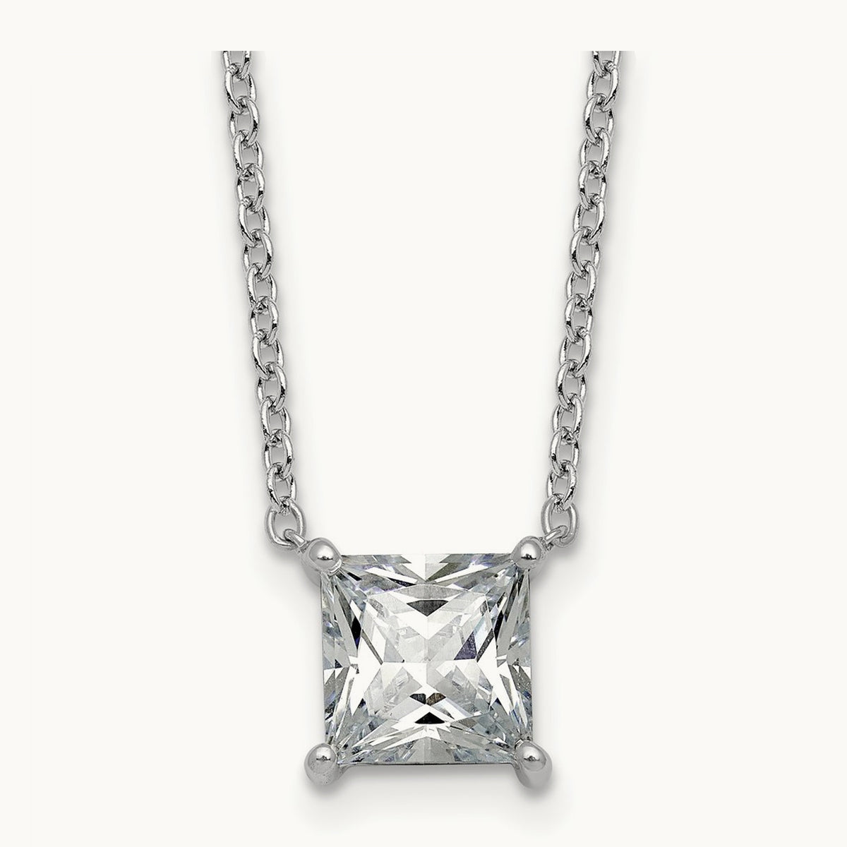 Princess Pendant Necklace, 0.25-4.00 ct tw Lab-Grown Diamond — 2 1/2 ct, 14K White Gold