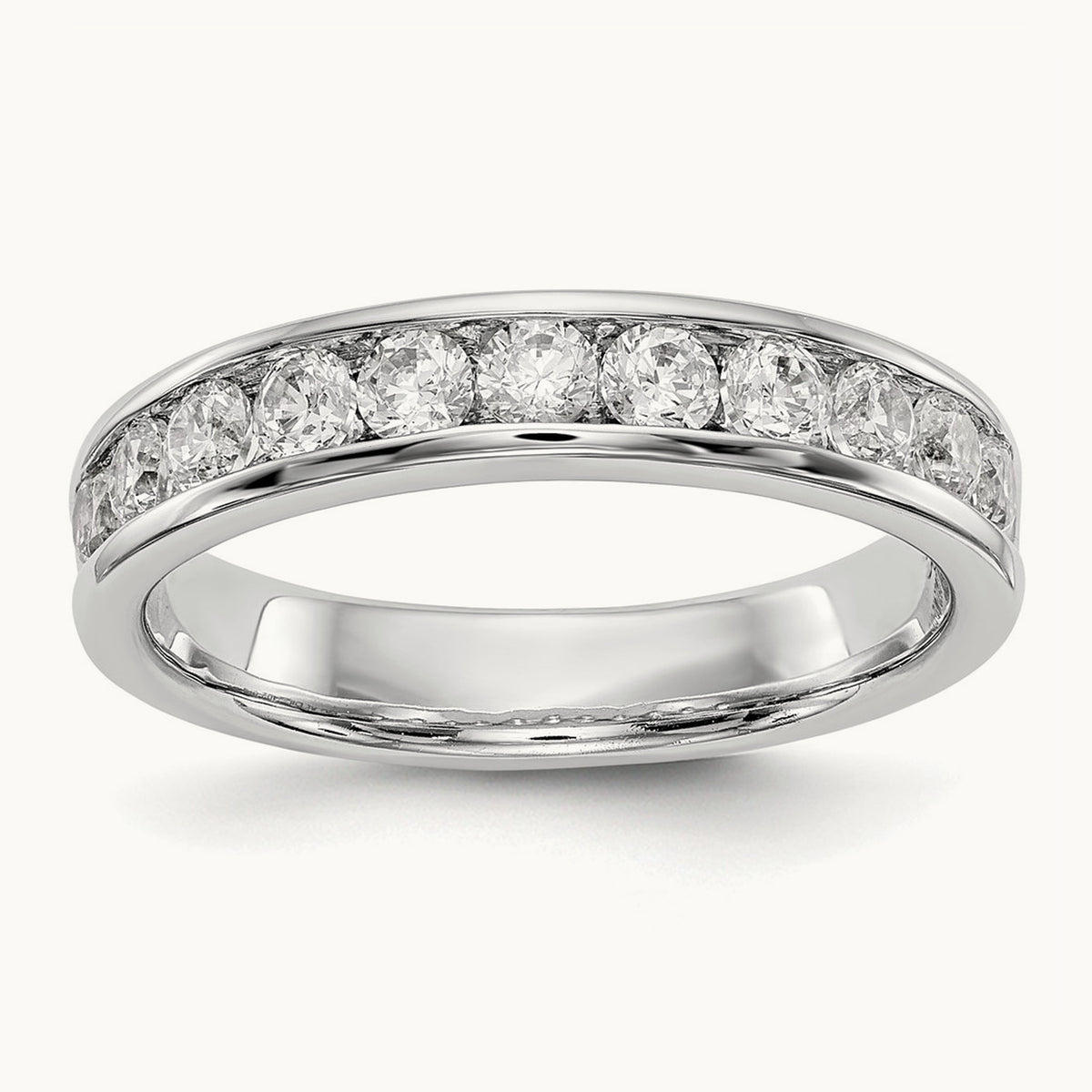 11-Stone Diamond Channel Band, 14K White Gold