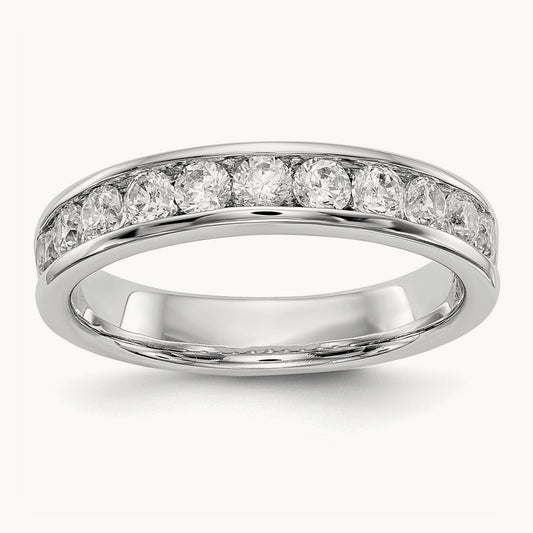 11-Stone Diamond Channel Band, 14K White Gold