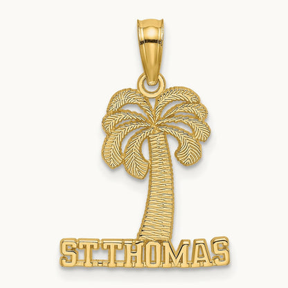 ST. THOMAS Under Palm Tree Charm, 14K