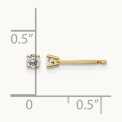 14y .15ct. I1 J-K Diamond Stud Push-on Post Earrings