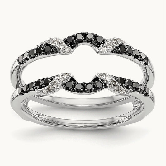Black and White Diamond Guard, 14K White Gold
