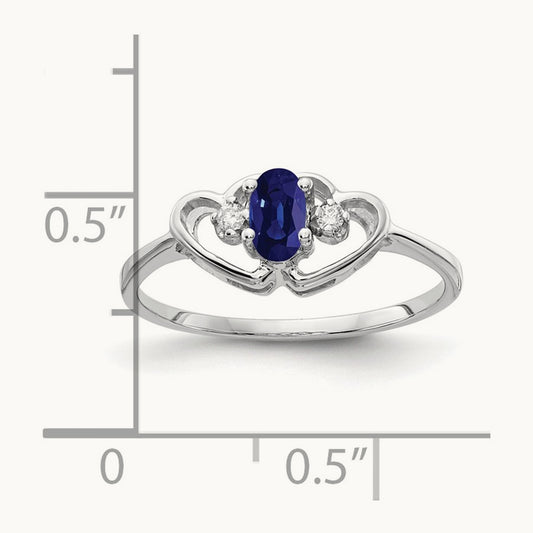 5x3mm Oval Sapphire AA Diamond ring, 14K White Gold