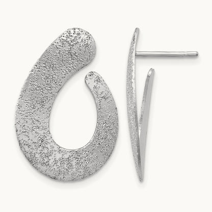 SS RH-plated Radiant Essence Textured Teardrop Post Earrings — Leslie's