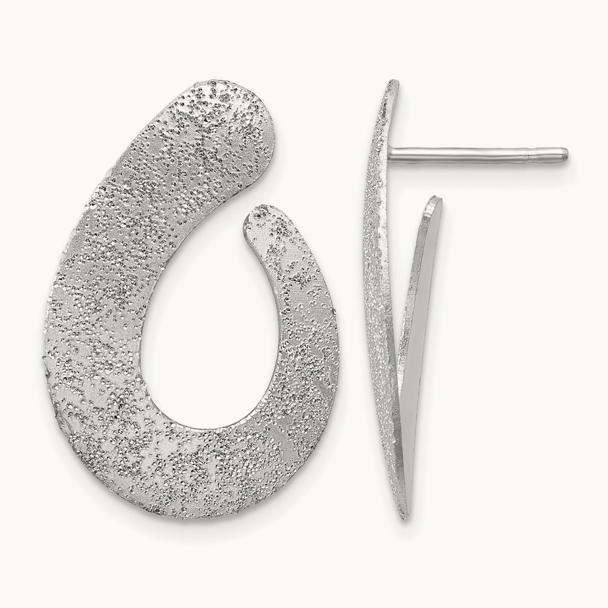 SS RH-plated Radiant Essence Textured Teardrop Post Earrings — Leslie's