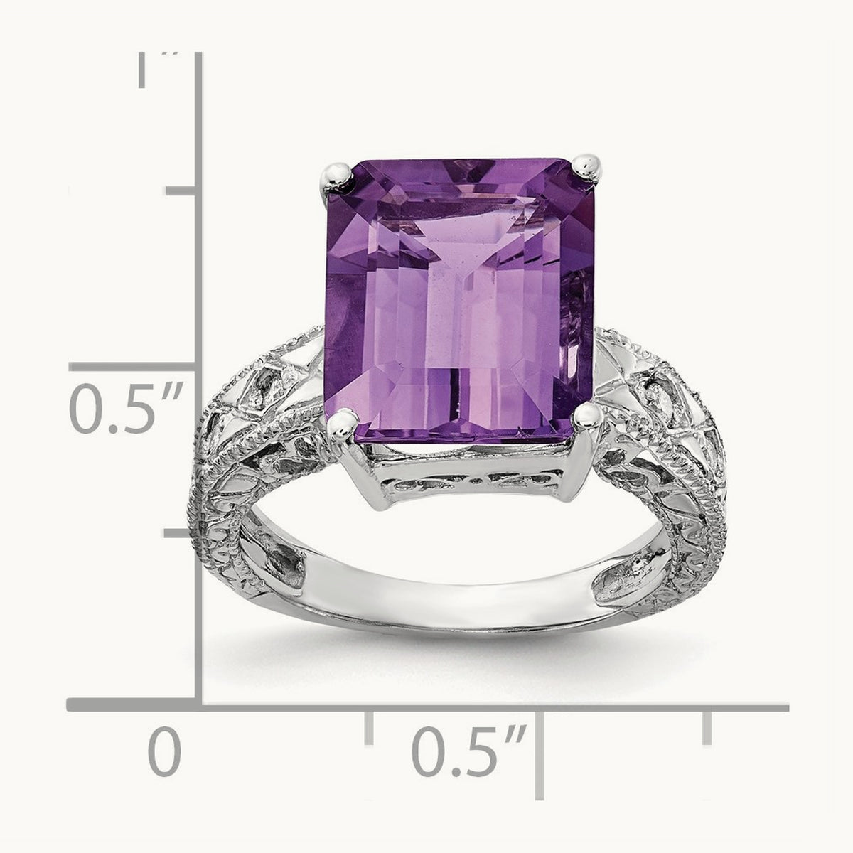Emerald Cut Amethyst AA Diamond ring — photo set