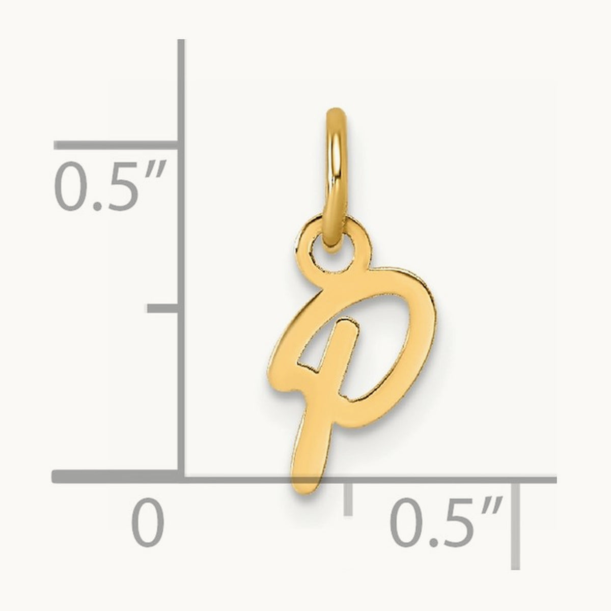 Uppercase Initial Charm — 14K Yellow Gold, P