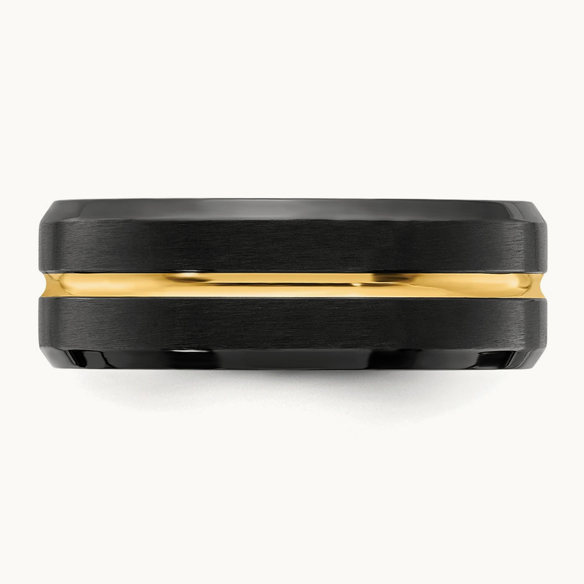 Brushed & Polished Black/Yellow IP-plated Band, 8mm, Stainless Steel
