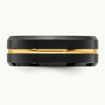 Brushed & Polished Black/Yellow IP-plated Band, 8mm, Stainless Steel