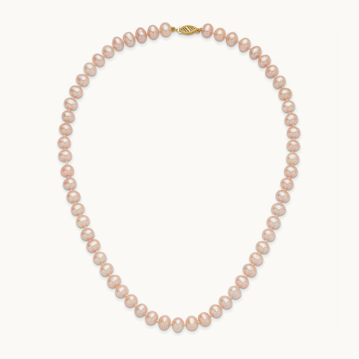 7- Pink Near Round Freshwater Cultured Pearl Necklace, 14K