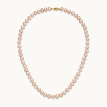 7- Pink Near Round Freshwater Cultured Pearl Necklace, 14K