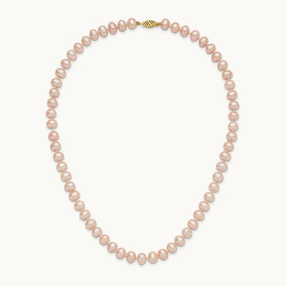 7- Pink Near Round Freshwater Cultured Pearl Necklace, 14K
