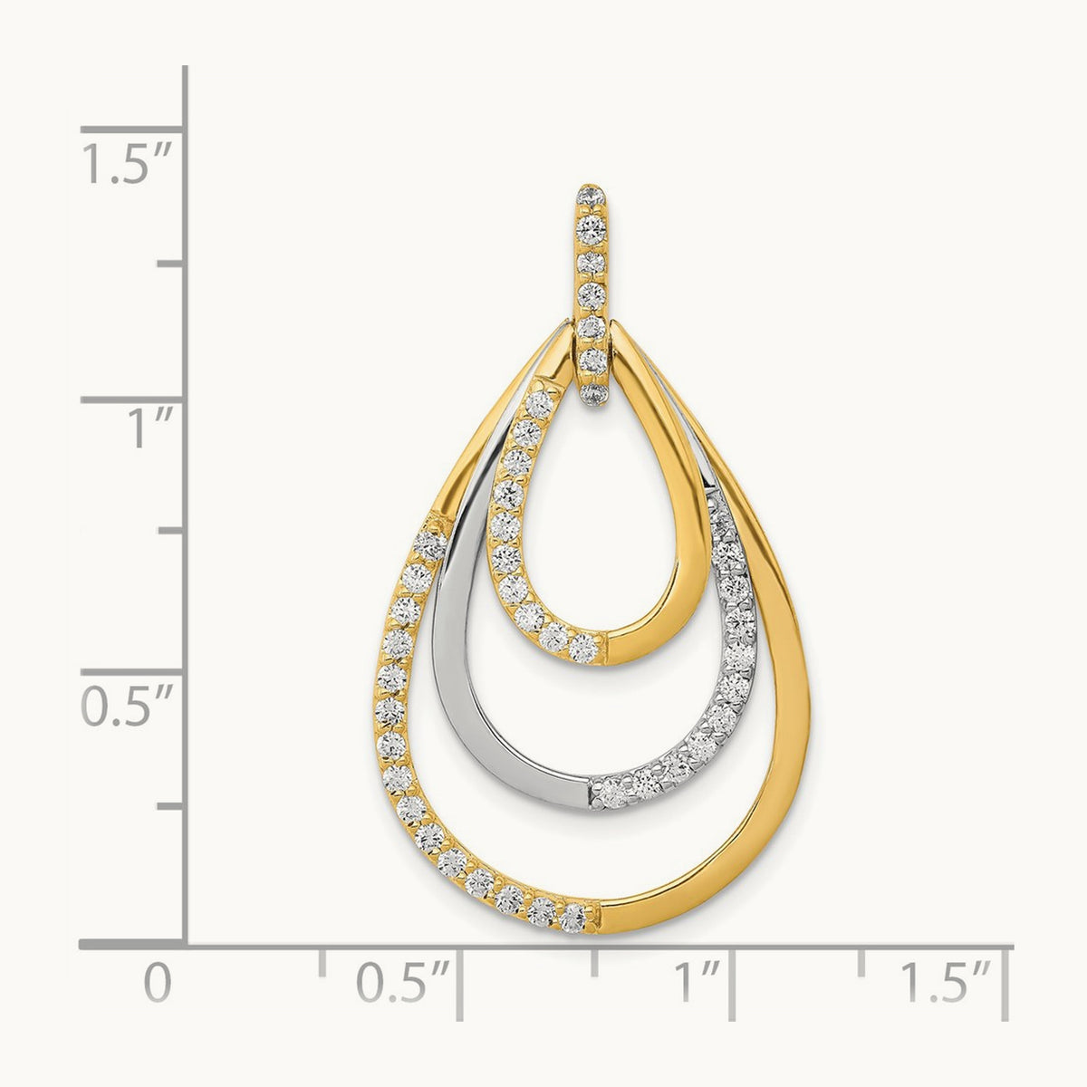 Polished 1/2ct. Diamond Triple Teardrop Pendant, 14K Two-tone