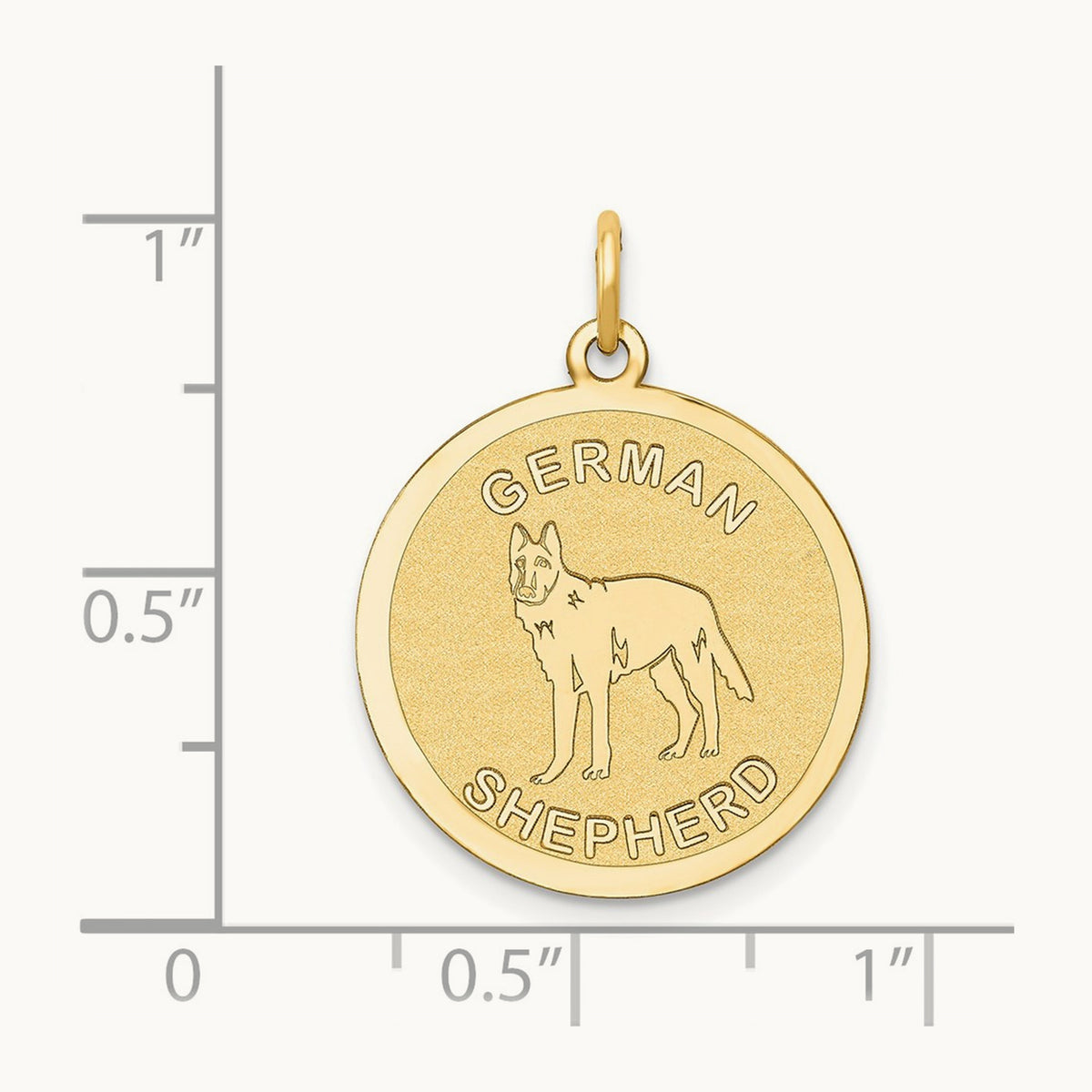 German Shepherd Disc Charm, 14K