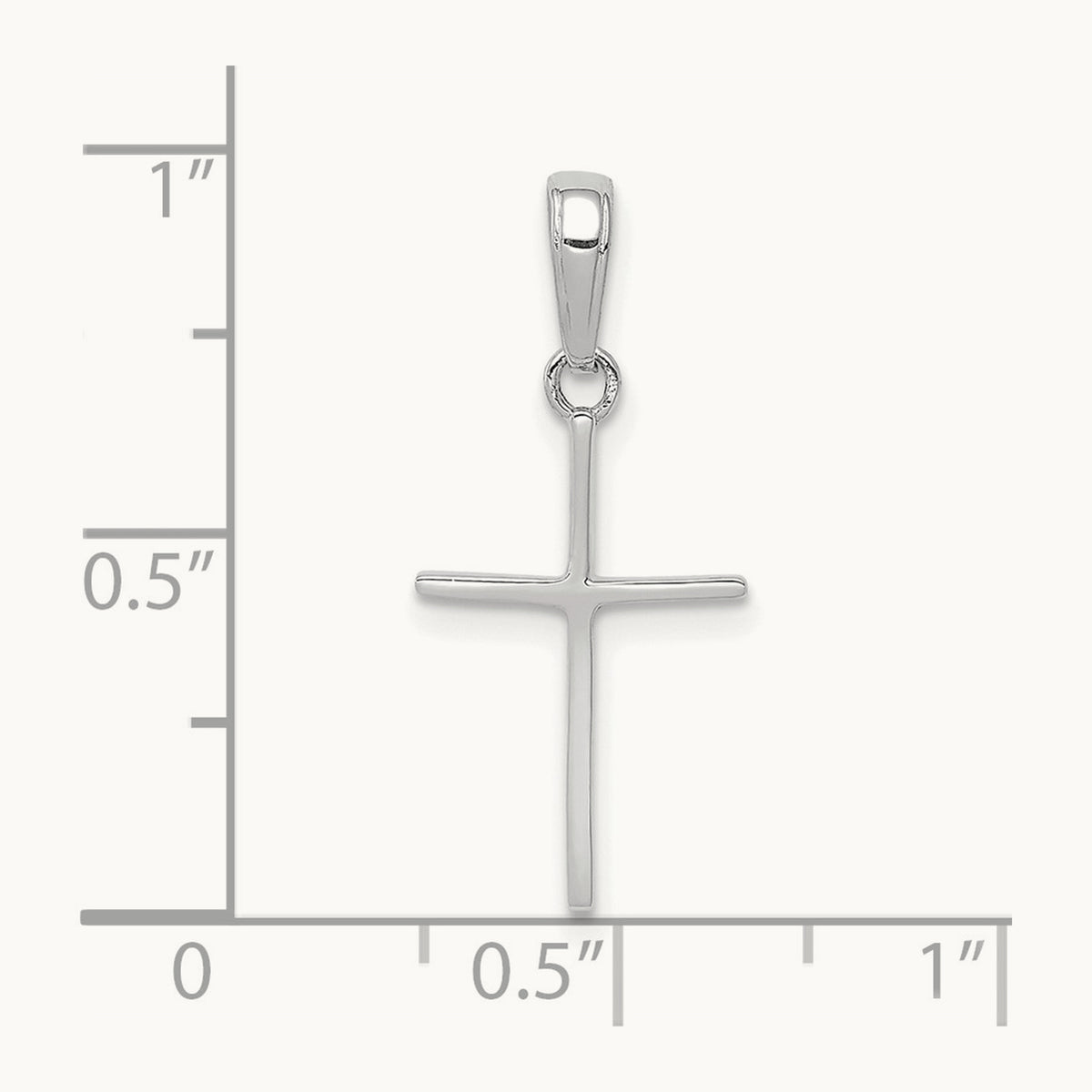Polished Cross Pendant — 14K White Gold