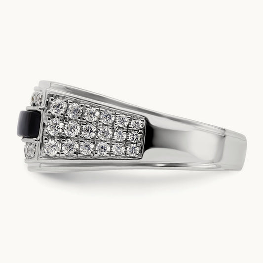 Onyx Men's Ring, 1.00 ct tw Lab-Grown Diamond