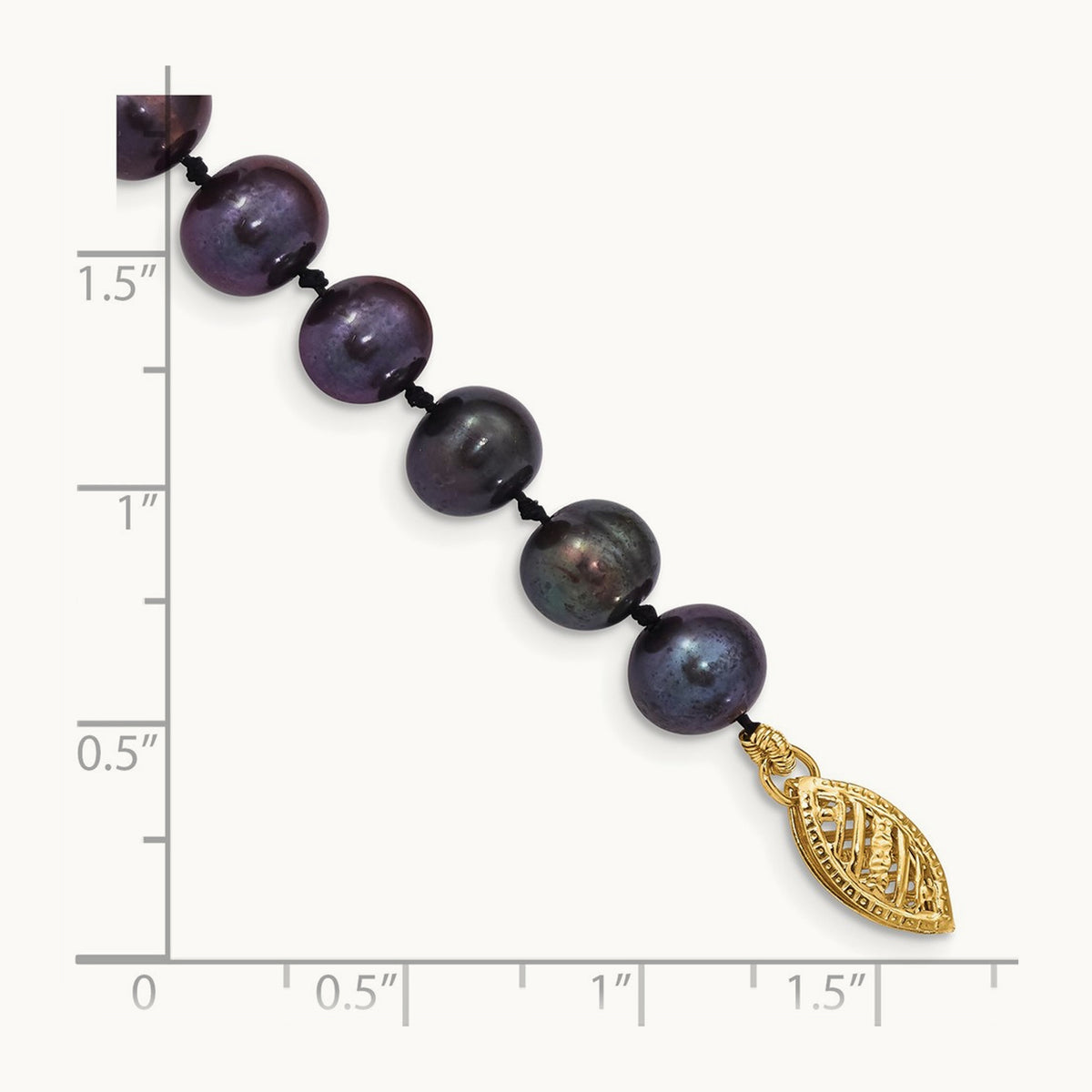 6- Black Near Round Freshwater Cultured Pearl Bracelet, 7mm, 14K