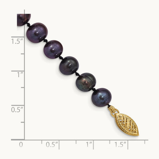 6- Black Near Round Freshwater Cultured Pearl Bracelet, 7mm, 14K
