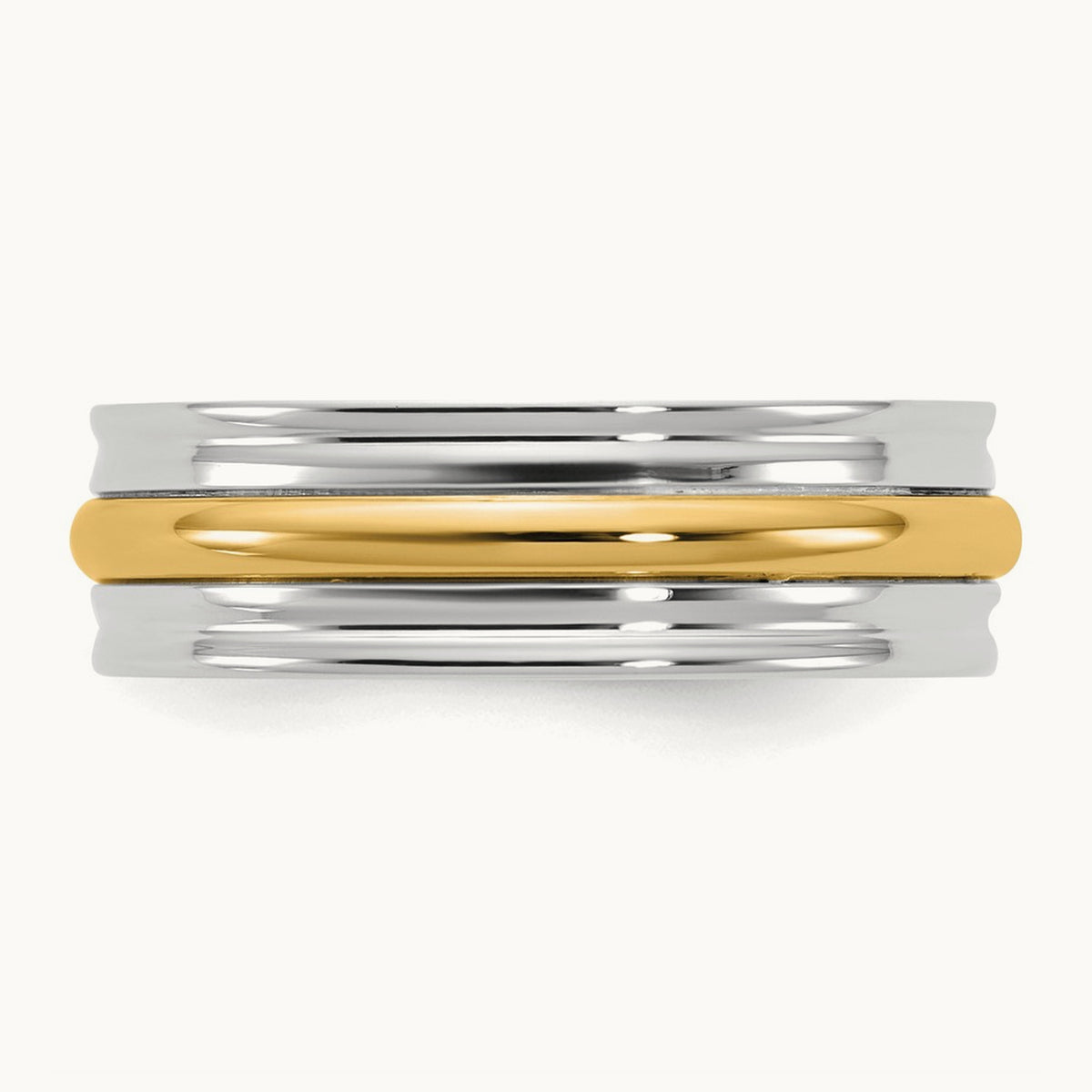 W/Y Single Banded Wedding Band, 6mm, 14K Two-tone