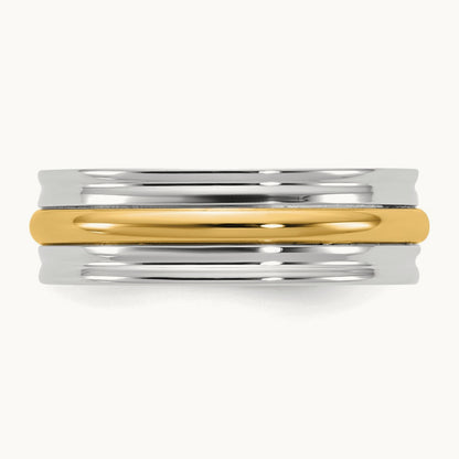 W/Y Single Banded Wedding Band, 6mm, 14K Two-tone