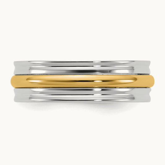 W/Y Single Banded Wedding Band, 6mm, 14K Two-tone