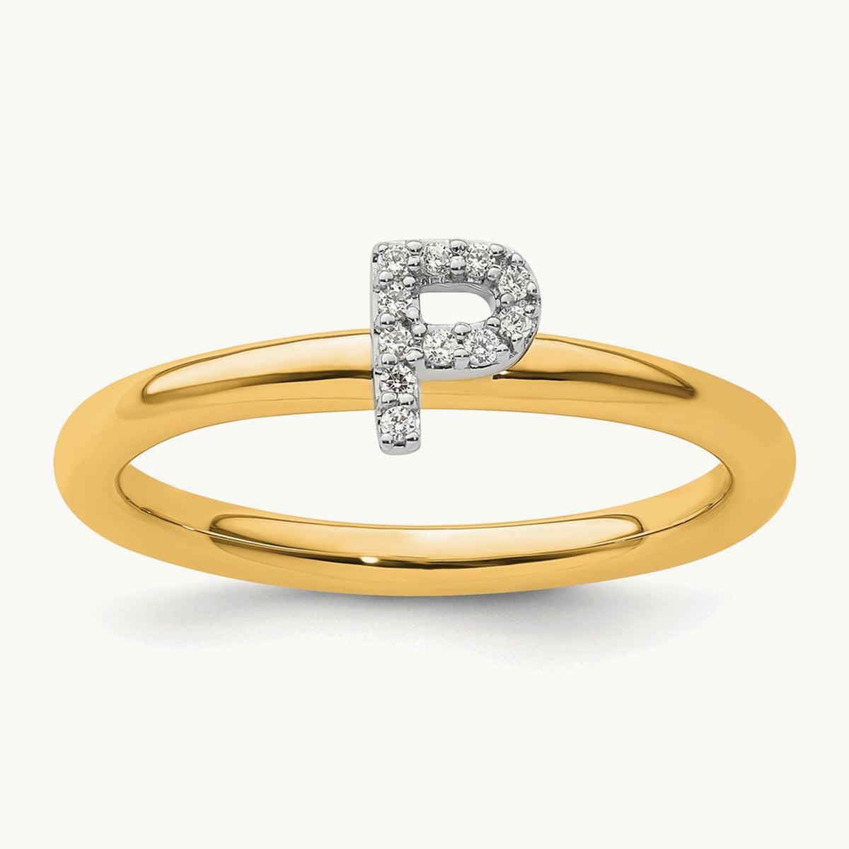Stackable Diamond Ring — 14K Yellow Gold, P