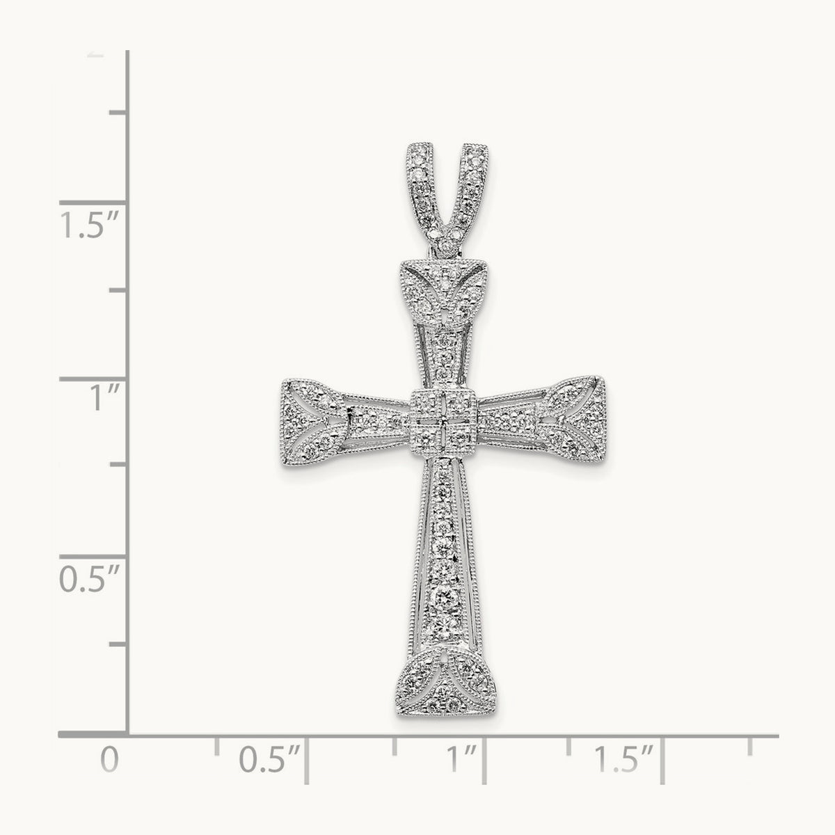 Diamond Filigree Cross Pendant, 14K White Gold