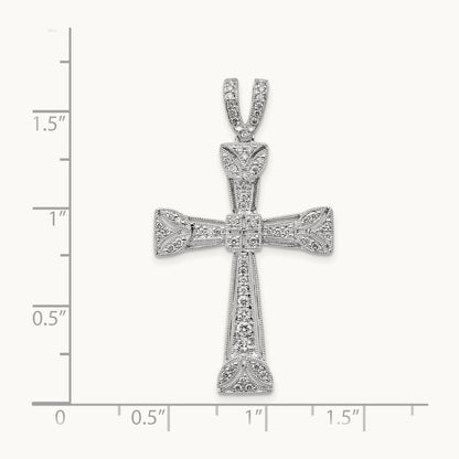 Diamond Filigree Cross Pendant, 14K White Gold