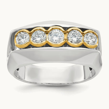 14ktt IBGoodman Men's Polished Graduated 5-Stone Diamond Ring