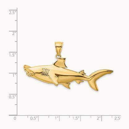 3-D Hammerhead Shark Charm, 14K