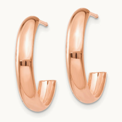 Polished Hoop Earrings, 14K Rose Gold