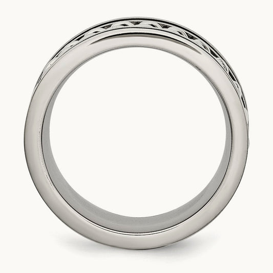 Brushed & Polished Black IP-plated Chain Inlay Band — photo set