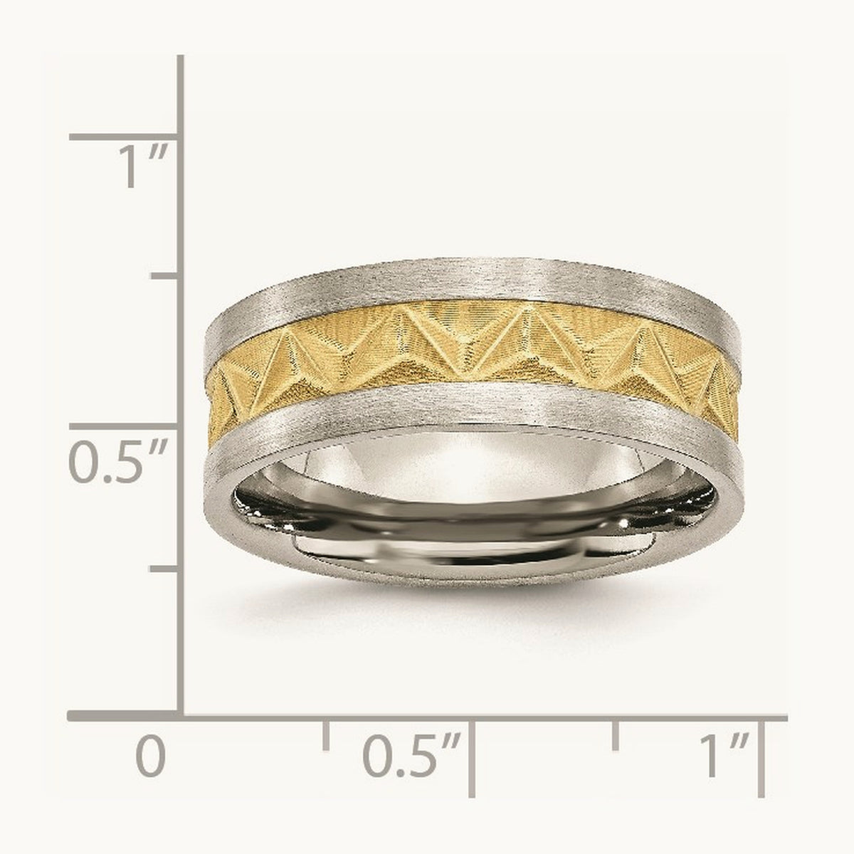 Brushed Yellow IP-plated Grooved Band — photo set
