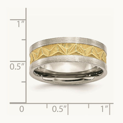 Brushed Yellow IP-plated Grooved Band — photo set