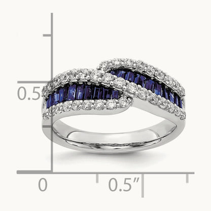 Created Blue Sapphire Ring, 0.50 ct tw Lab-Grown Diamond