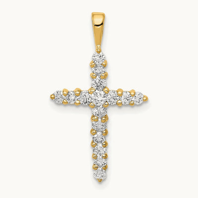 Cross Pendant, 0.50 ct tw Lab-Grown Diamond — 14K Yellow Gold