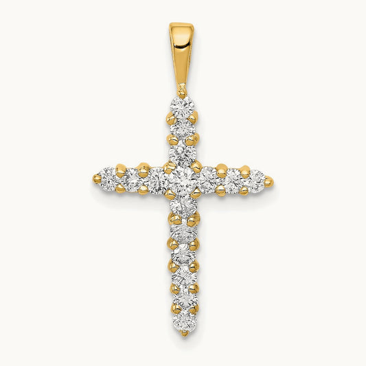 Cross Pendant, 0.50 ct tw Lab-Grown Diamond — 14K Yellow Gold