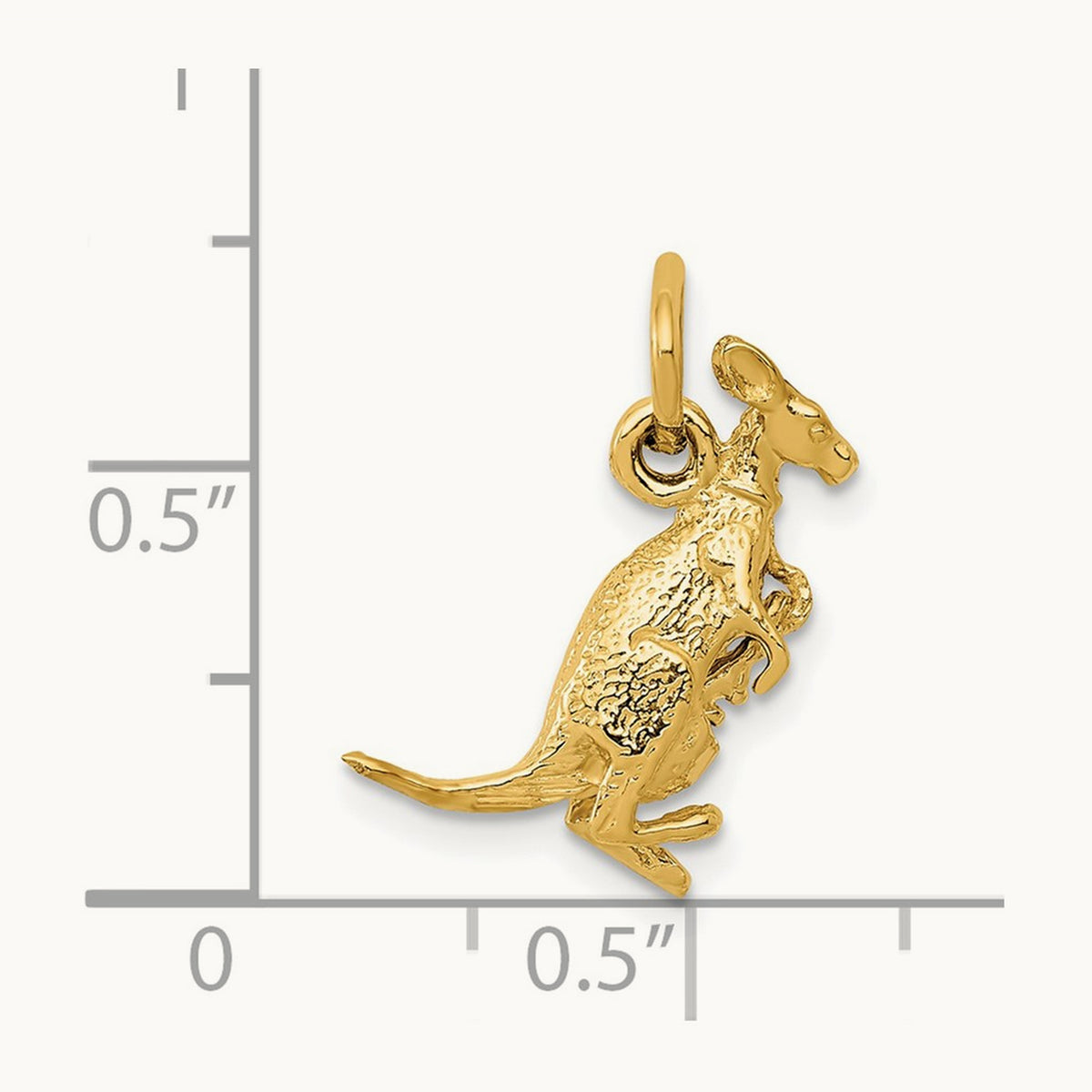 3D Kangaroo with Joey Charm, 14K