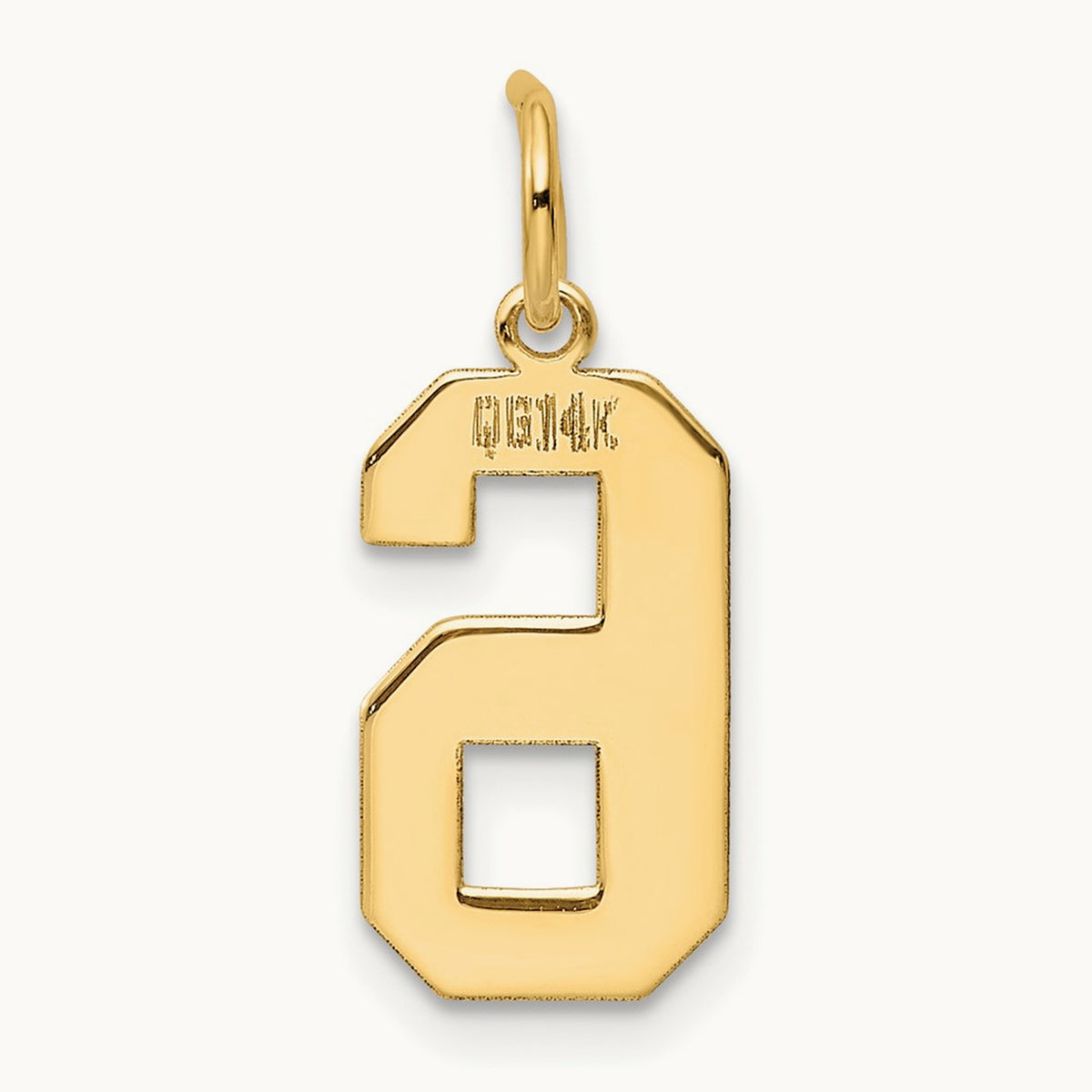 Medium Polished Number 6 Charm — 14K Yellow Gold, 16.13mm