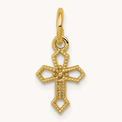 Passion Cross Charm — 14K Yellow Gold