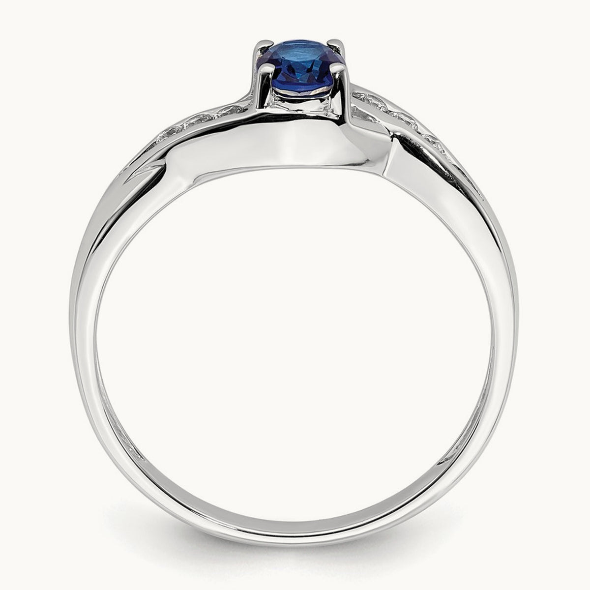 Oval Sapphire Diamond Ring, 14K White Gold
