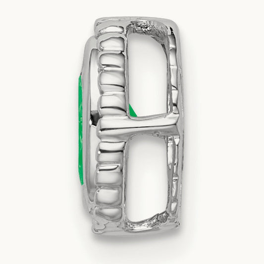 Oval Emerald Chain Slide — 14K White Gold