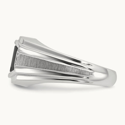 Men's Satin Onyx and Diamond Complete Ring — IBGoodman — photo set