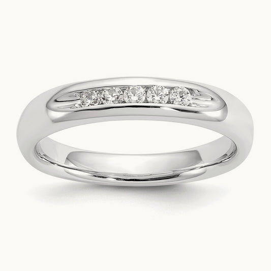 5-Stone Diamond Channel Band, 14K White Gold