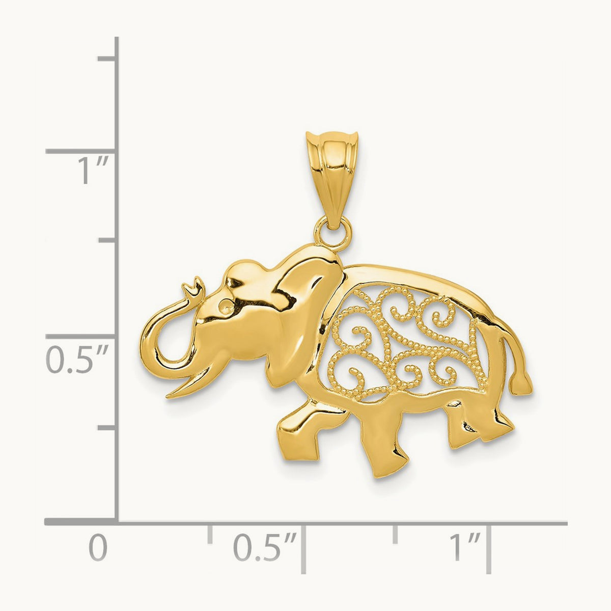 Filigree Elephant Pendant, 14K