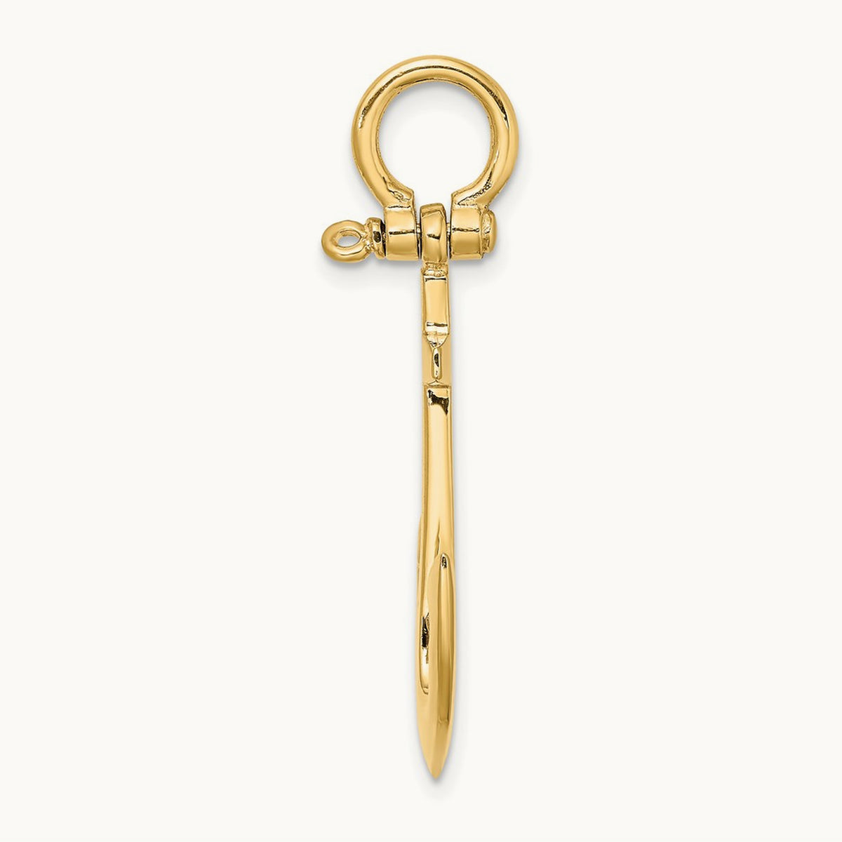 3-D Polished Anchor w/ Shackle Bail Charm, 14K